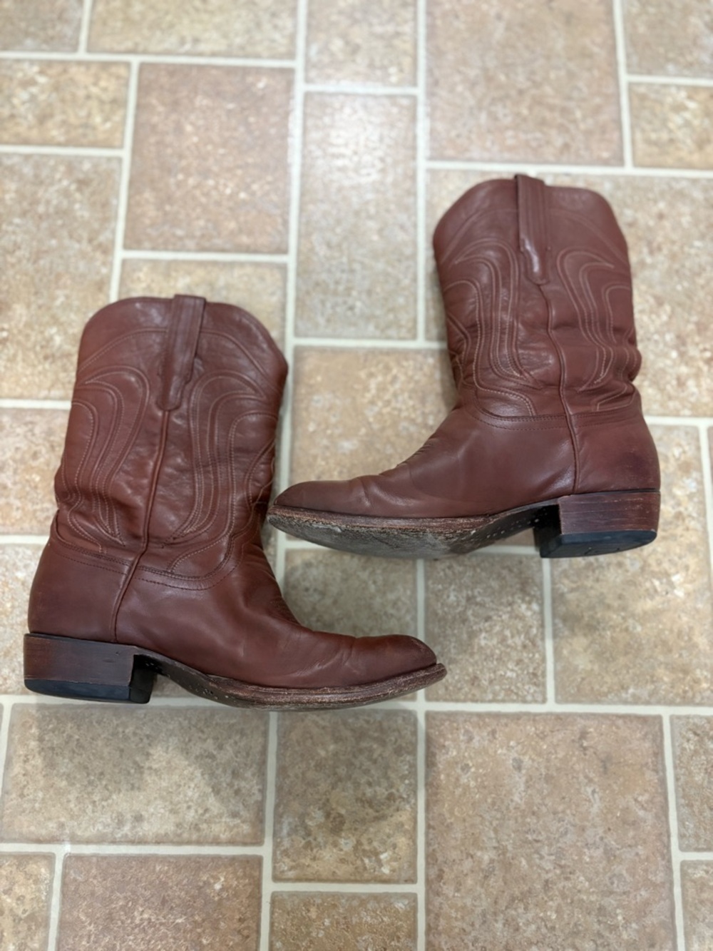 Tecovas Cartwright Boots Hazelnut Cow Hide Leather Size 10EE PRE-OWNED See Pics - Picture 3 of 14